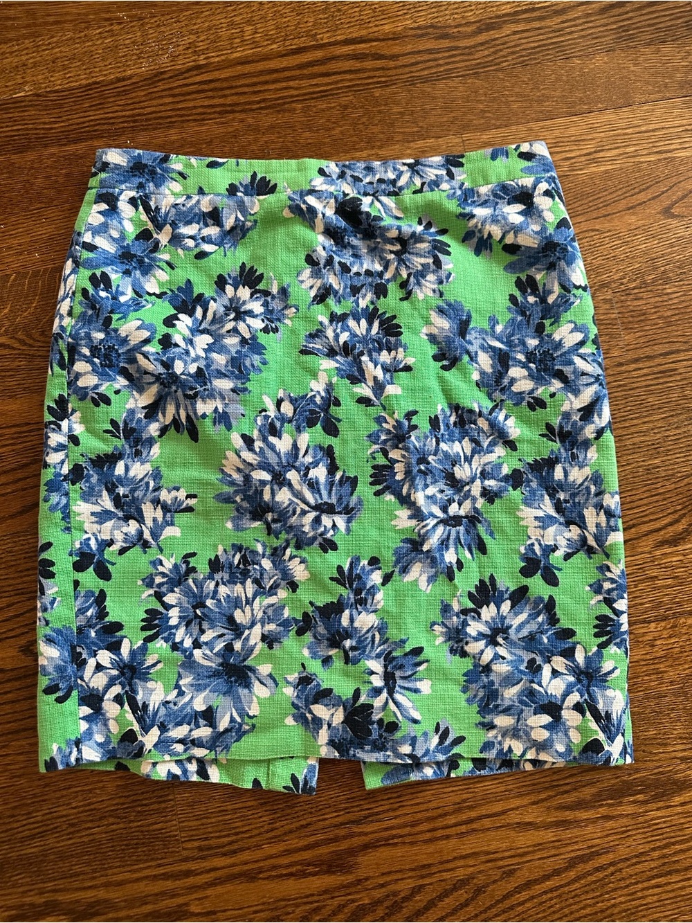 J. Crew Blue Floral Pencil Skirt on Green